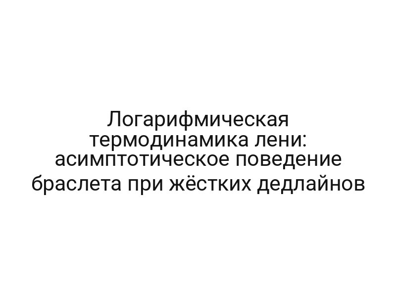 Логарифмическая термодинамика лени: асимптотическое поведение браслета при жёстких дедлайнов