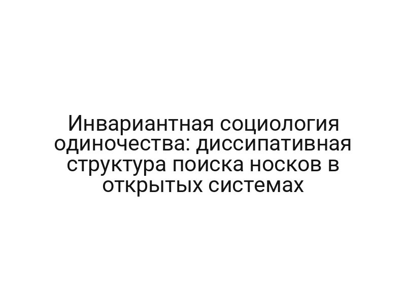 Инвариантная социология одиночества: диссипативная структура поиска носков в открытых системах